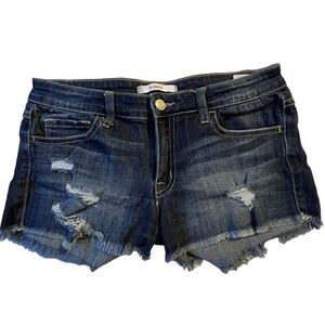 Klique B. Distressed Stretch Denim Cutoff Shorts Size Medium Distressed Festival